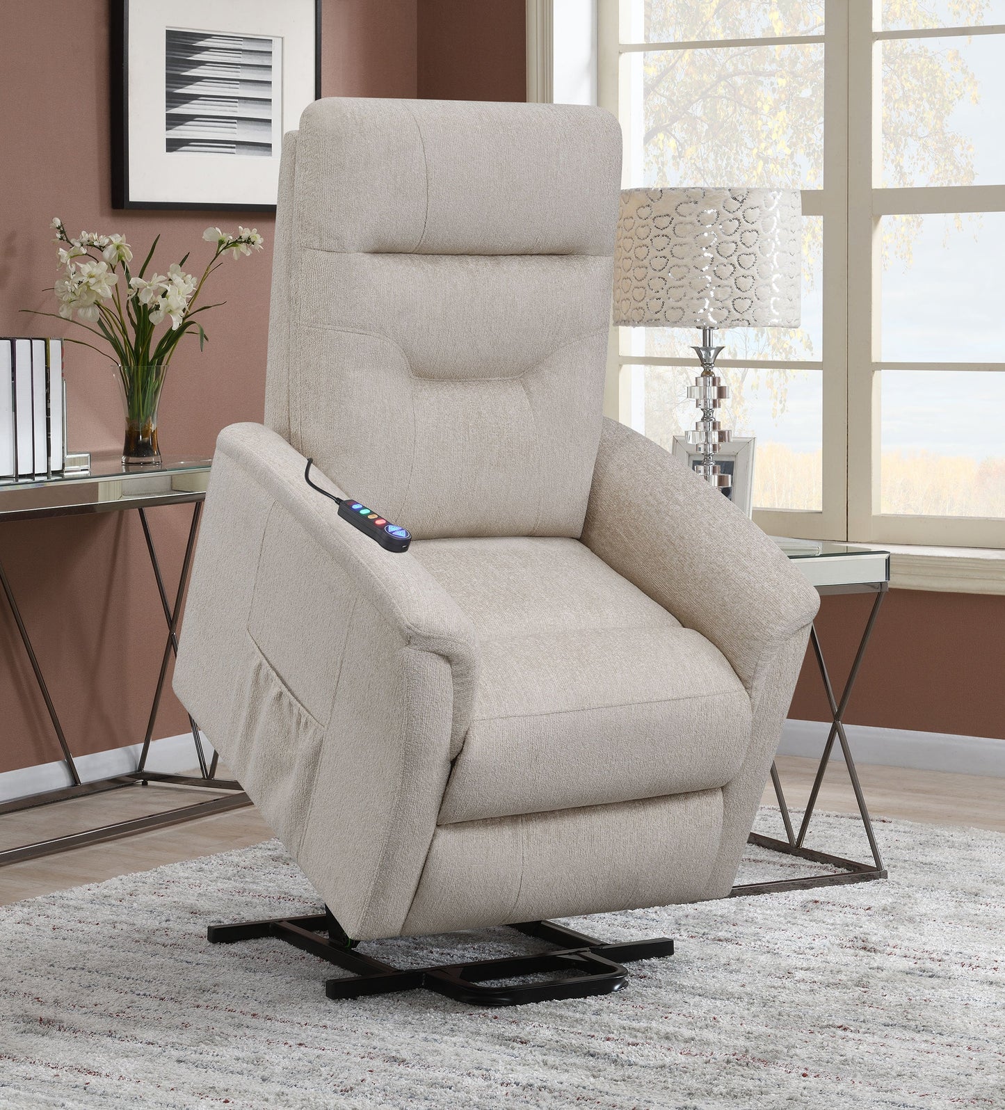 Sillón de masaje eléctrico tapizado Henrietta beige