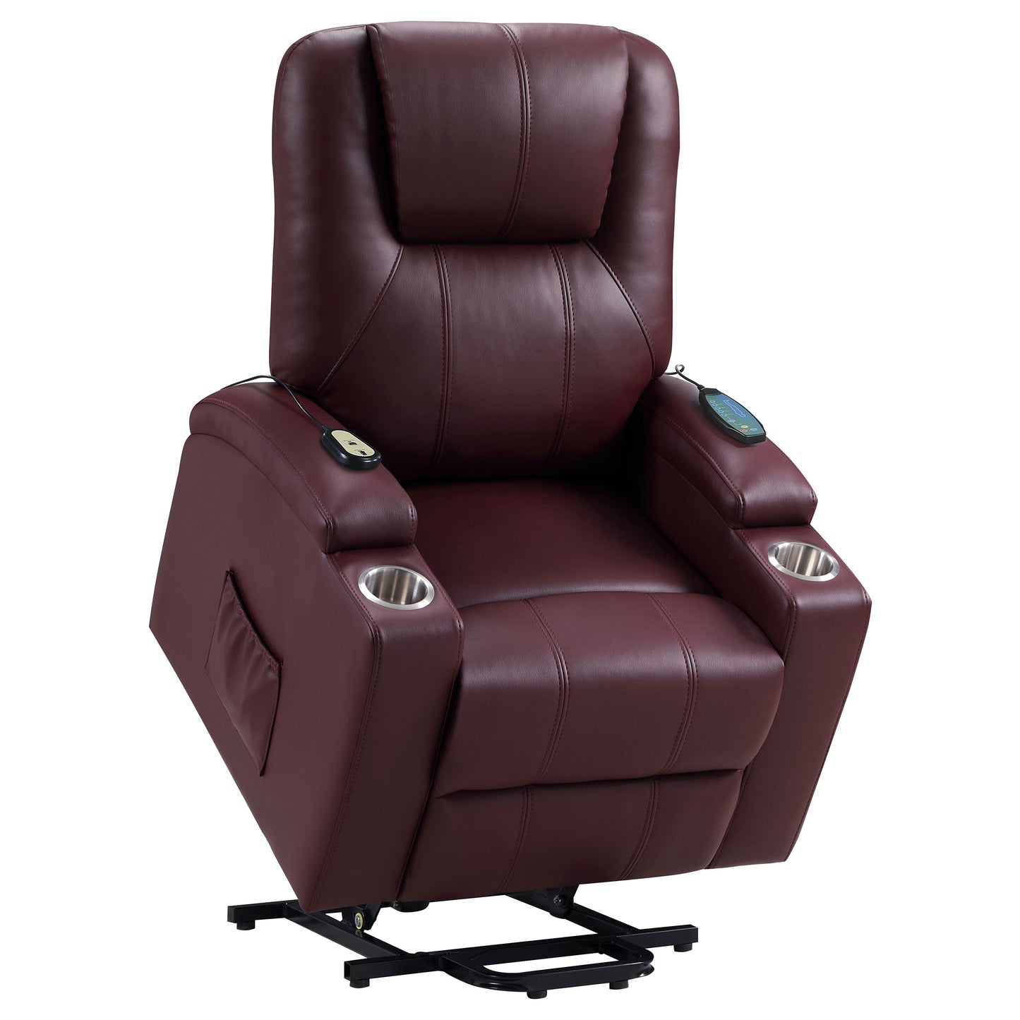 Armstrong Upholstered Power Lift Massage Recliner Black