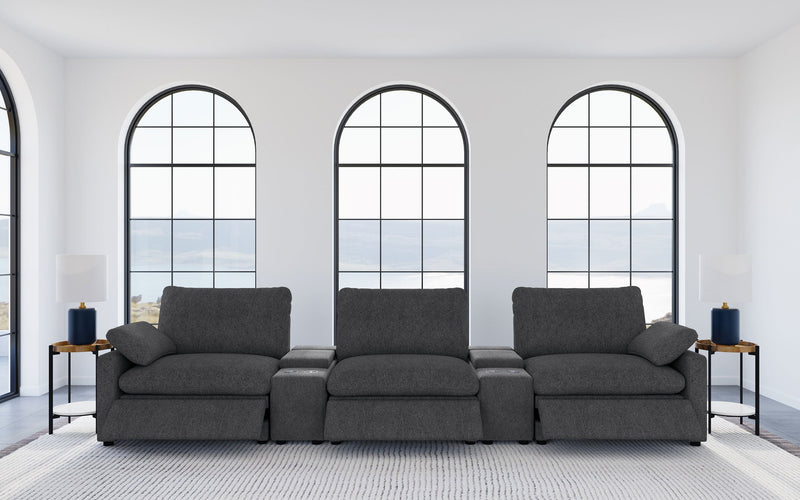 Asientos reclinables eléctricos para cine en casa Collins, color gris oscuro