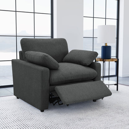 Sillón reclinable eléctrico tapizado Collins gris oscuro