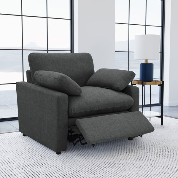 Sillón reclinable eléctrico tapizado Collins gris oscuro