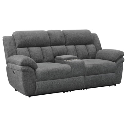 Loveseat Bahrain tapizado con movimiento en color carbón