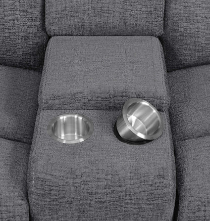 Loveseat Bahrain tapizado con movimiento en color carbón