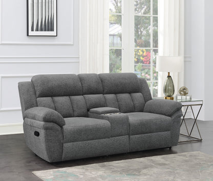 Loveseat Bahrain tapizado con movimiento en color carbón