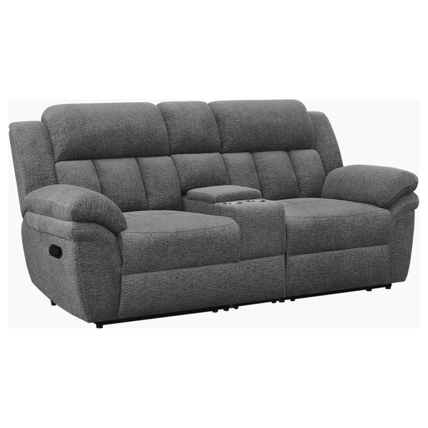 Loveseat Bahrain tapizado con movimiento en color carbón