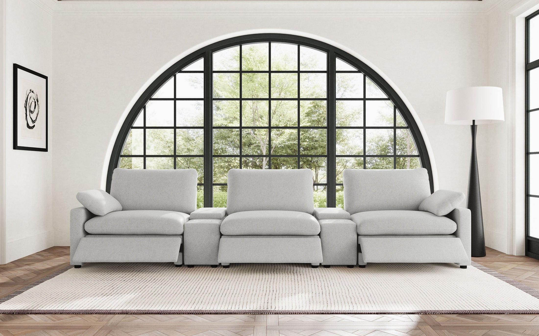 Asientos reclinables eléctricos para cine en casa Collins, color gris oscuro
