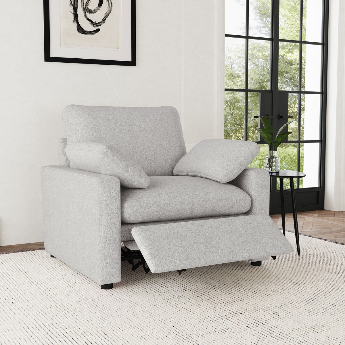 Sillón reclinable eléctrico tapizado Collins gris oscuro
