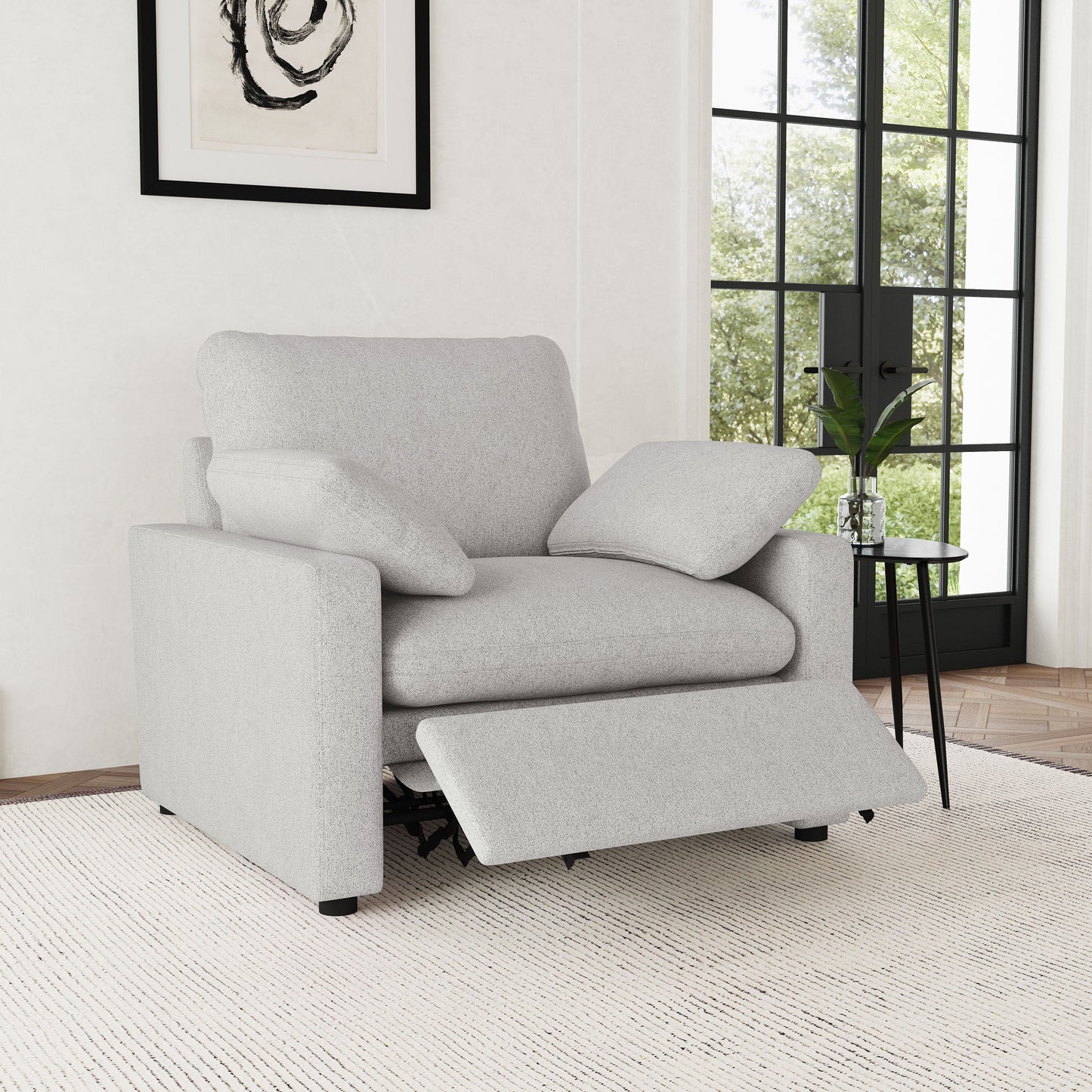 Sillón reclinable eléctrico tapizado Collins gris oscuro