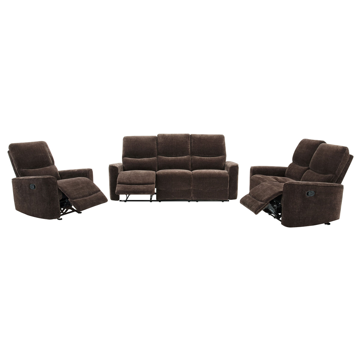 Navarro Upholstered Reclining Sofa Set Dark Brown