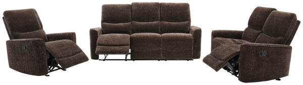 Navarro Chenille Upholstered Glider Recliner Dark Brown