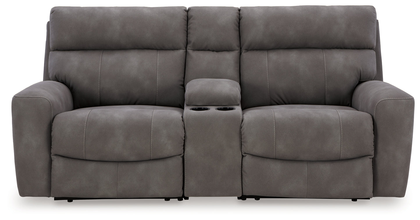 Next-Gen Durapella 3-Piece Power Reclining Sectional Loveseat with Console
