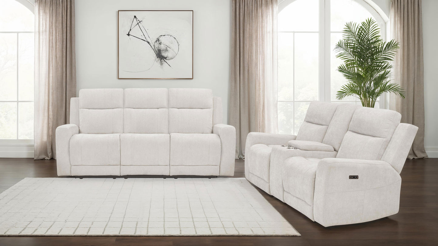 Kennett  Chenille Power Reclining Sofa Set Ivory