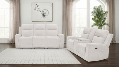 Kennett  Chenille Power Reclining Sofa Set Ivory