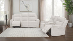 Kennett  Chenille Power Reclining Sofa Set Ivory