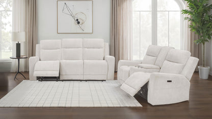 Kennett  Chenille Power Reclining Sofa Set Ivory