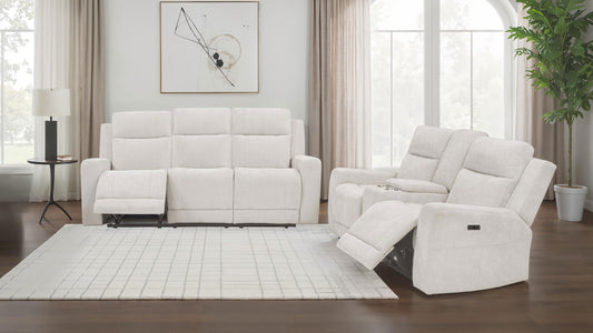 Kennett  Chenille Power Reclining Sofa Set Ivory