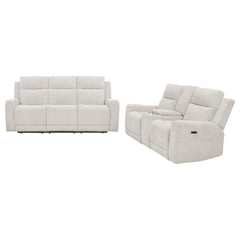 Kennett  Chenille Power Reclining Sofa Set Ivory