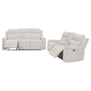 Kennett  Chenille Power Reclining Sofa Set Ivory