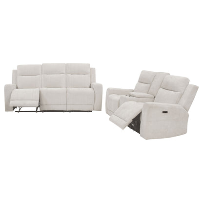 Kennett  Chenille Power Reclining Sofa Set Ivory