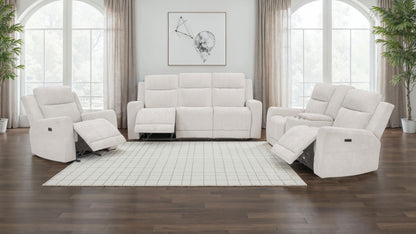 Kennett  Chenille Power Reclining Sofa Set Ivory