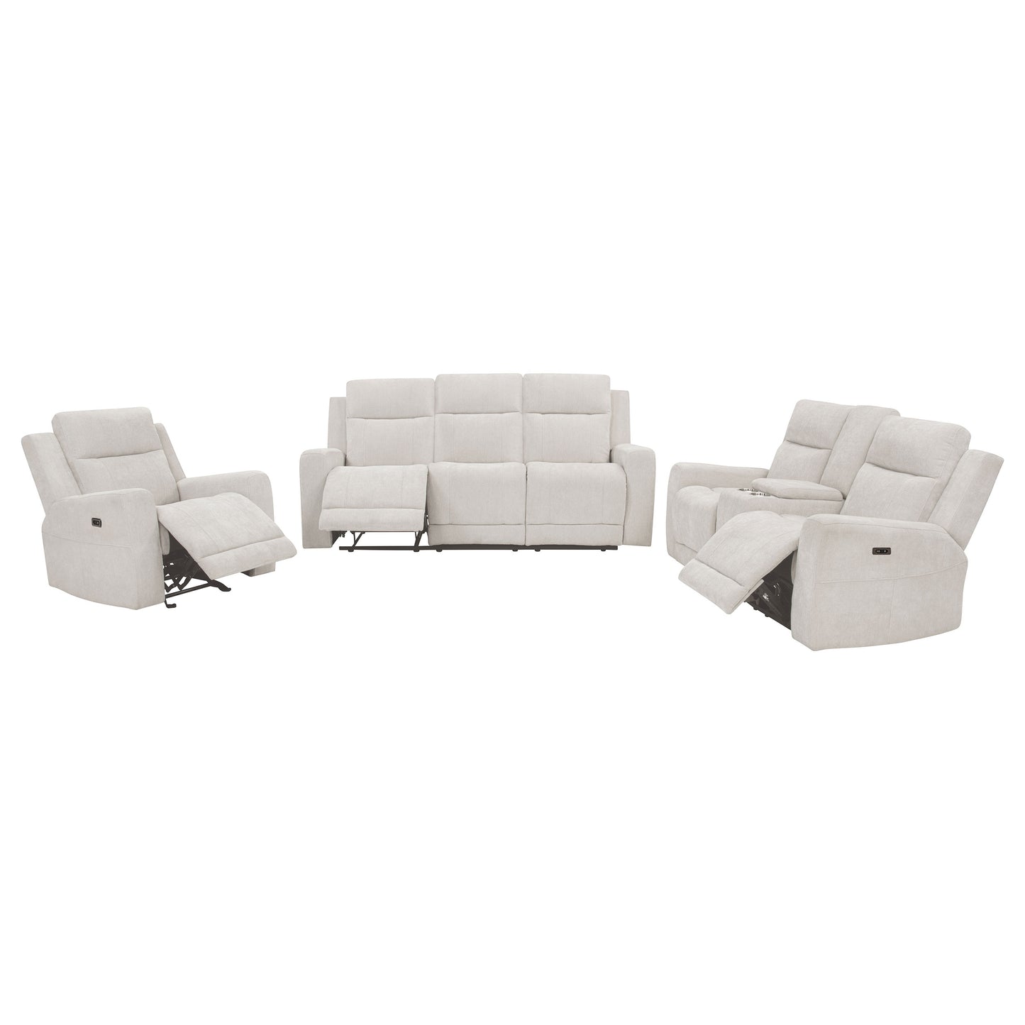 Kennett  Chenille Power Reclining Sofa Set Ivory