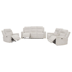Kennett  Chenille Power Reclining Sofa Set Ivory
