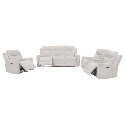 Kennett  Chenille Power Reclining Sofa Set Ivory