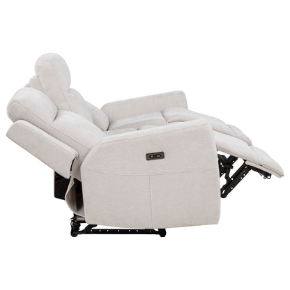 Kennett  Chenille Power Reclining Sofa Set Ivory