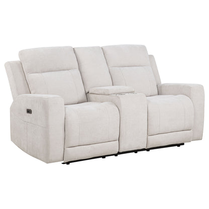 Kennett  Chenille Power Reclining Sofa Set Ivory
