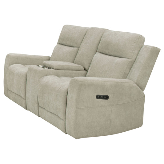 Kennett Chenille Upholstered Power Reclining Loveseat Ivory