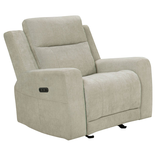 Kennett Chenille Upholstered Power Recliner Chair Ivory