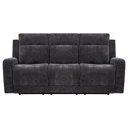 Kennett Chenille Upholstered Power Reclining Sofa Dark Grey