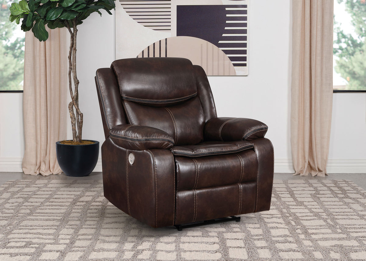 Sillón reclinable eléctrico tapizado Sycamore marrón oscuro