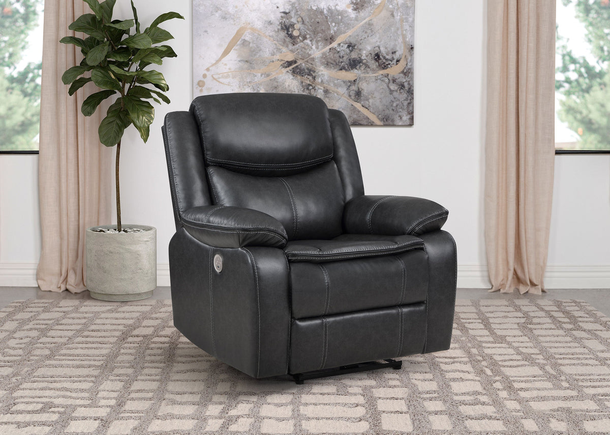 Sillón reclinable eléctrico tapizado Sycamore gris oscuro