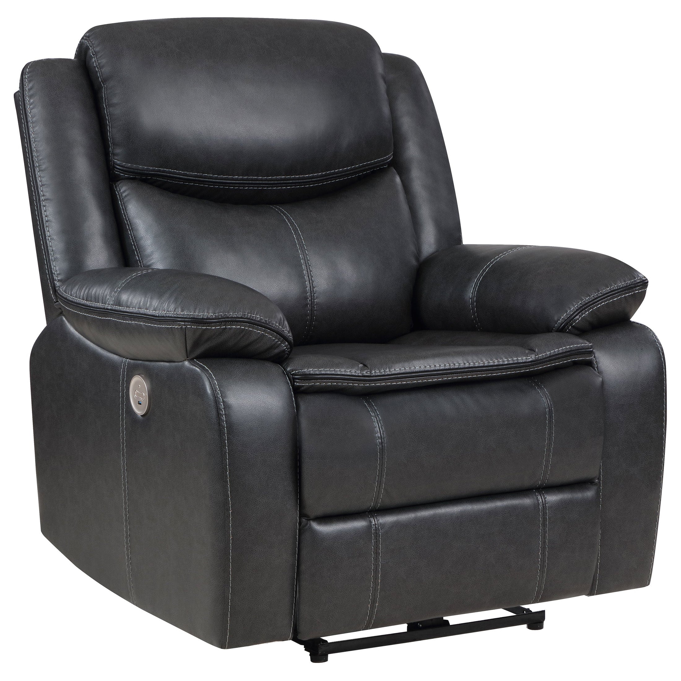 Sillón reclinable eléctrico tapizado Sycamore gris oscuro