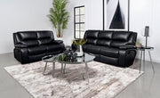 Camila Upholstered Motion Reclining Living Room Set Black