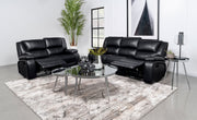 Camila Upholstered Motion Reclining Living Room Set Black