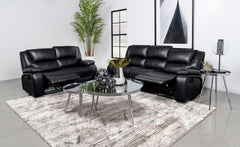 Camila Upholstered Motion Reclining Living Room Set Black