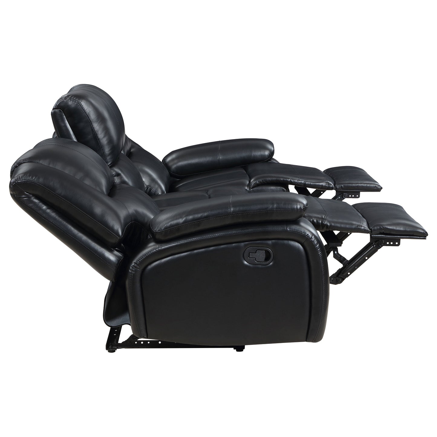 Conjunto de sofá reclinable con movimiento tapizado Camila, color negro