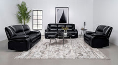 Conjunto de sofá reclinable con movimiento tapizado Camila, color negro