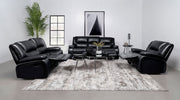 Camila Upholstered Motion Reclining Living Room Set Black