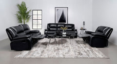 Camila Upholstered Motion Reclining Living Room Set Black
