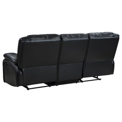 Conjunto de sofá reclinable con movimiento tapizado Camila, color negro