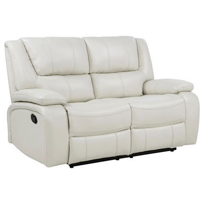Camila 2-piece Upholstered Reclining Sofa Set White