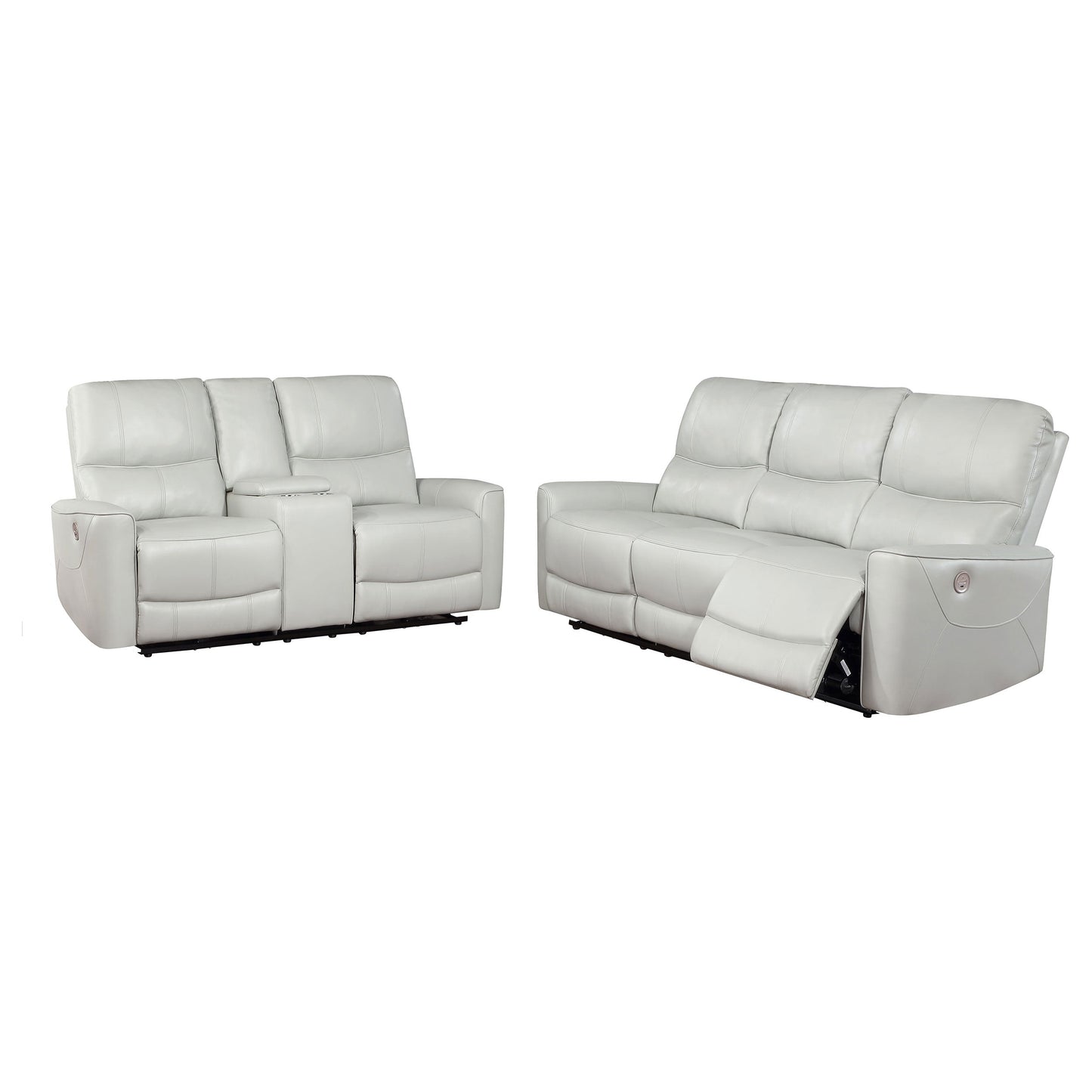 Greenfield Power Reclining Sofa Set Dove Grey
