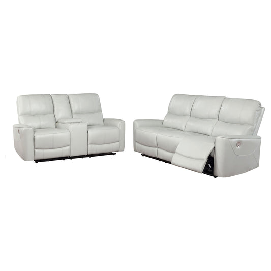 Greenfield Power Reclining Sofa Set Dove Grey