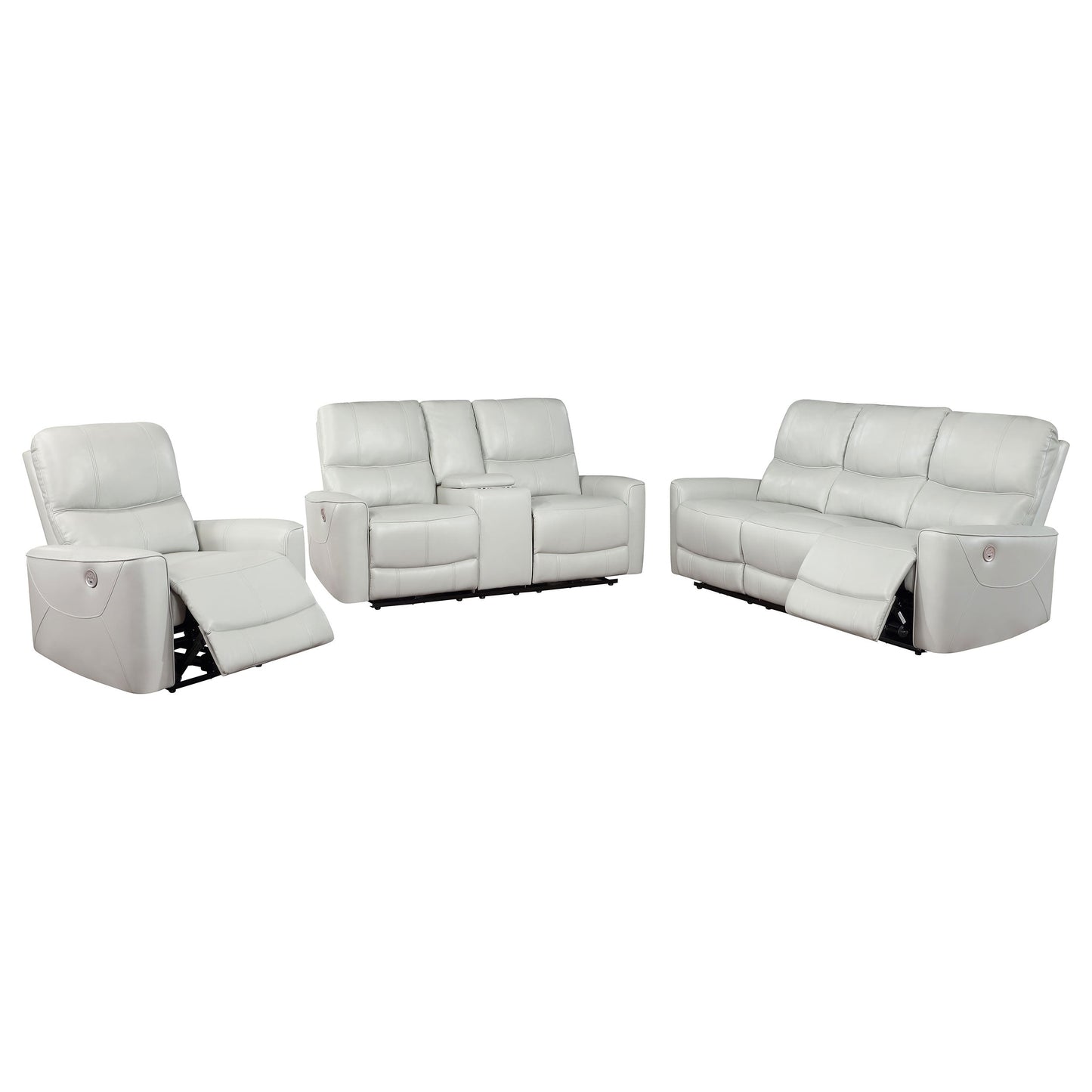 Greenfield Power Reclining Sofa Set Dove Grey