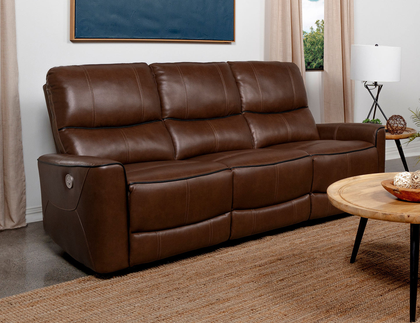 Greenfield Upholstered Power Reclining Sofa Dove Grey