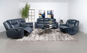 Sloane Upholstered Reclining Living Room Set Blue