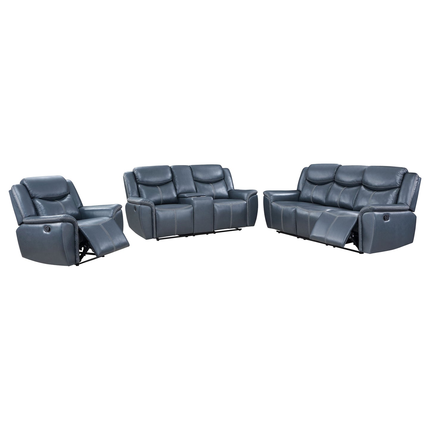 Conjunto de sofá reclinable tapizado Sloane azul